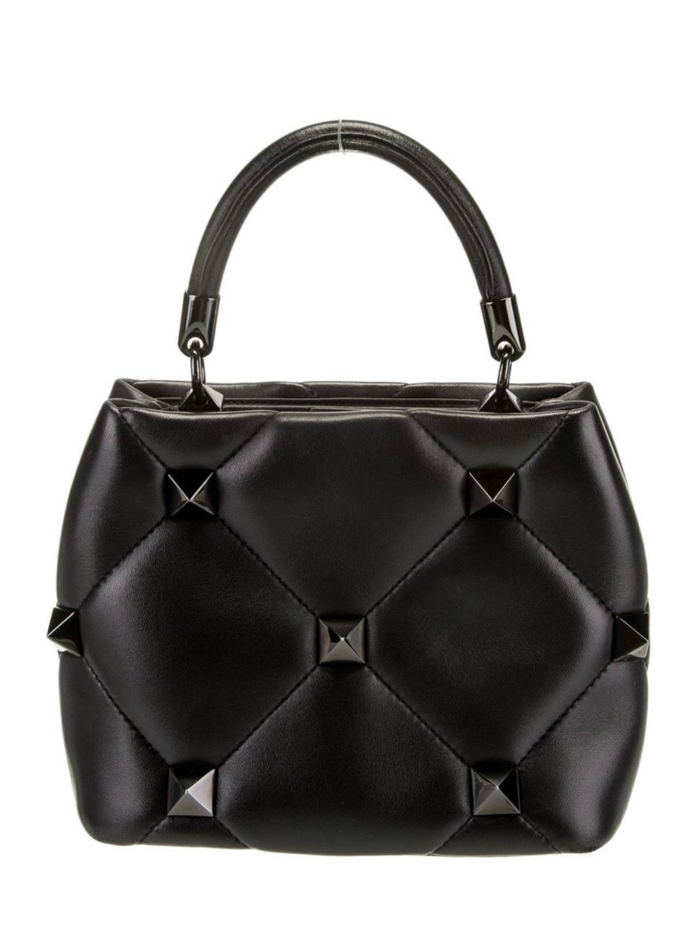 Valentino Black Quilted Rock Stud Top-Handle Bag - Picture 3 of 5